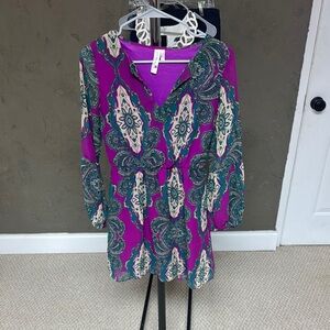 Vibrant Purple Patterned Women's Top
